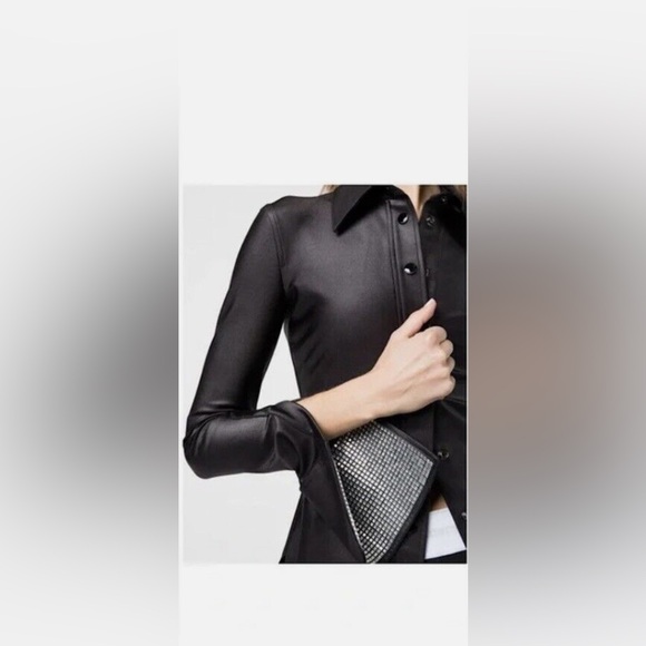 NWT Alexander Wang crystal-embellished split-cuff shirt Size 4 - Picture 3 of 10